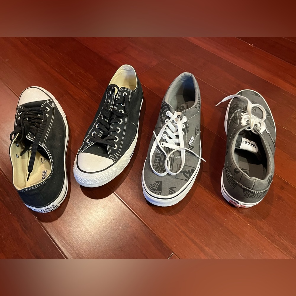Vans and Converse size 12 mens shoes. Both pairs Excellent condition.
